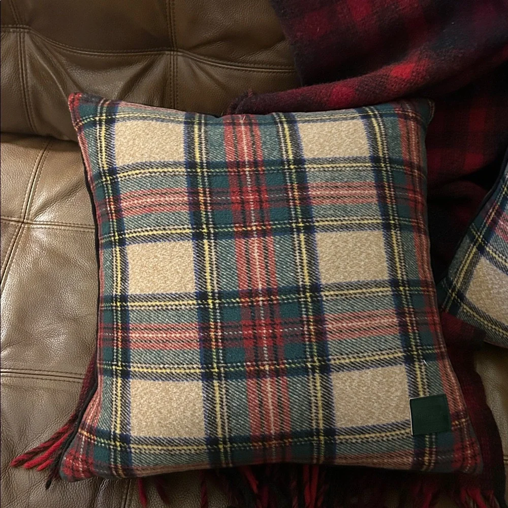 Classic Charles Gallen European Harvest Tartan Plaid Throw Pillows Duck Feather